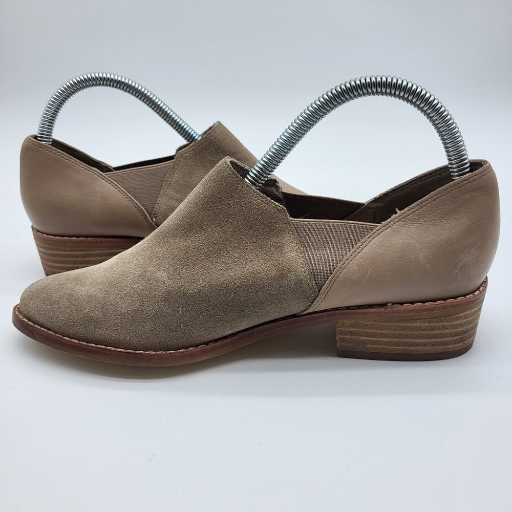 Aldo tan suede + leather slip on elasticized gores low heel western shoe Sz 7 - Picture 4 of 13
